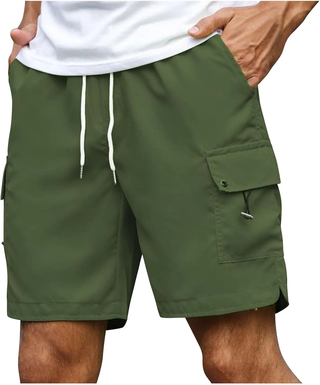 Summer Shorts for Men Elastic Waist Athletic Hiking Shorts with Pockets