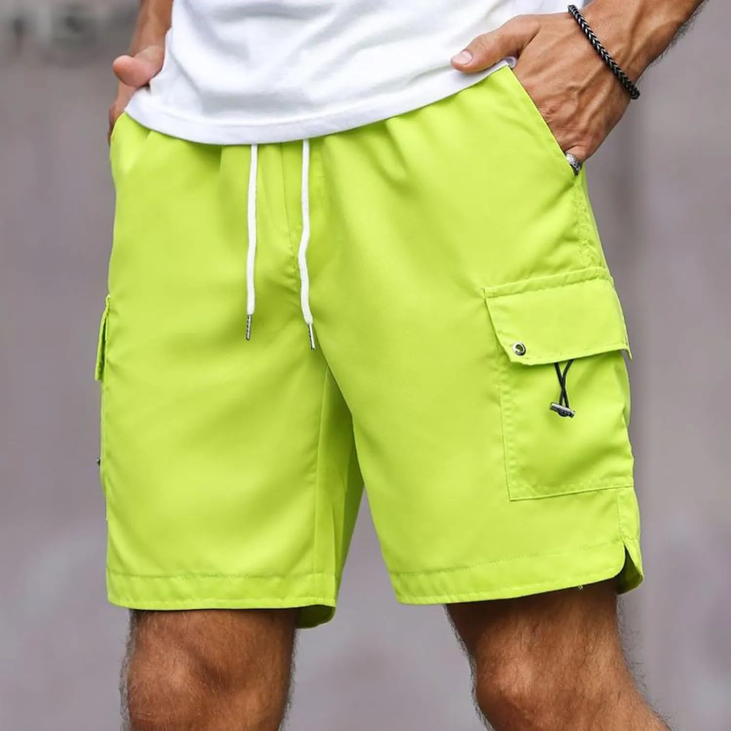 Summer Shorts for Men Elastic Waist Athletic Hiking Shorts with Pockets