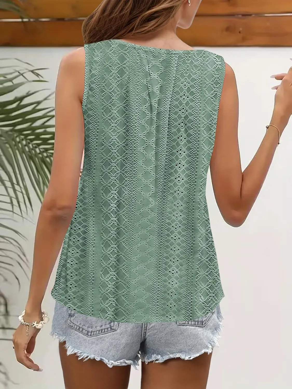 Summer Tank Tops for Women Pleated Square Neck O Ring Shoulder Sleeveless Shirts Casual Loose Fit Trendy Blouses