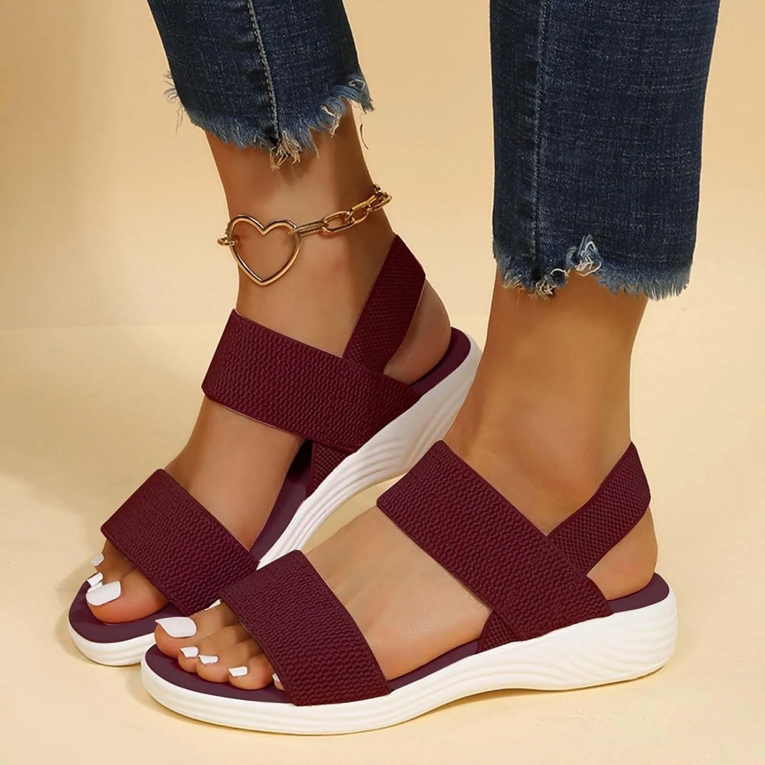 Summer Womens Sandals Open Toe Espadrilles Wedge Sandals for Women Orthopedic Sandal Comfortable Low Wedge Walking Slippers with Arch Support Casual Slip on Shoes Beach Dress Platform Sandal 2025