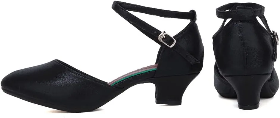 SWDZM Closed Toe Latin Ballroom Dance Shoes Women Salsa Bachata Dance Shoes Low Heel