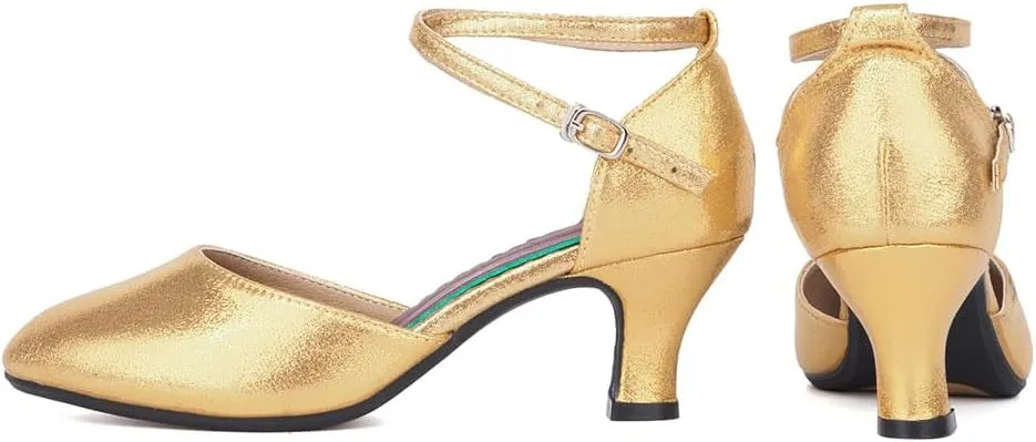 SWDZM Closed Toe Latin Ballroom Dance Shoes Women Salsa Bachata Dance Shoes Low Heel