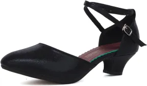 SWDZM Closed Toe Latin Ballroom Dance Shoes Women Salsa Bachata Dance Shoes Low Heel