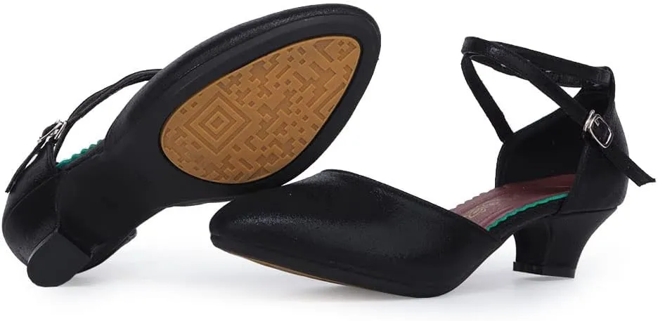 SWDZM Closed Toe Latin Ballroom Dance Shoes Women Salsa Bachata Dance Shoes Low Heel