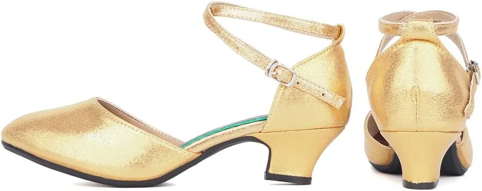 SWDZM Closed Toe Latin Ballroom Dance Shoes Women Salsa Bachata Dance Shoes Low Heel