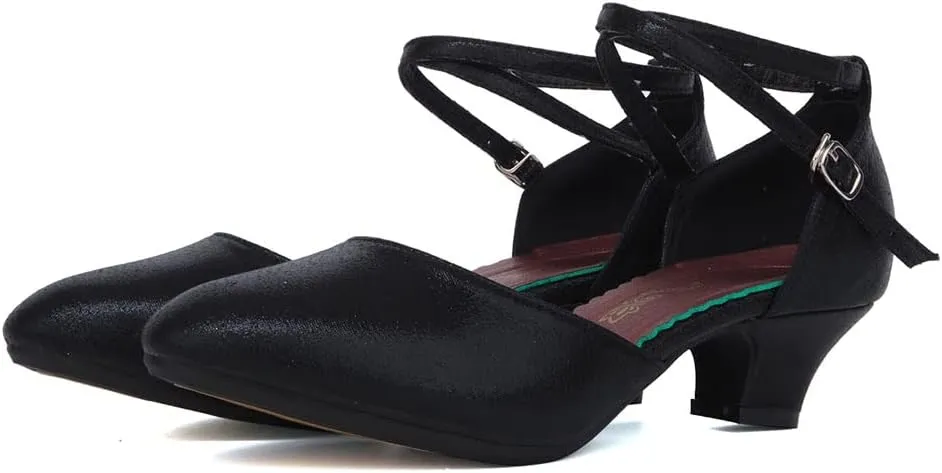 SWDZM Closed Toe Latin Ballroom Dance Shoes Women Salsa Bachata Dance Shoes Low Heel