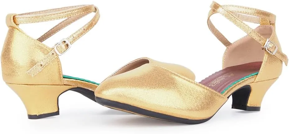 SWDZM Closed Toe Latin Ballroom Dance Shoes Women Salsa Bachata Dance Shoes Low Heel