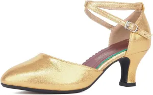 SWDZM Closed Toe Latin Ballroom Dance Shoes Women Salsa Bachata Dance Shoes Low Heel