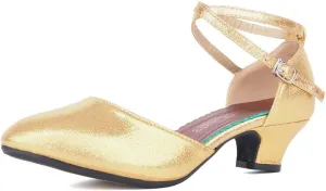 SWDZM Closed Toe Latin Ballroom Dance Shoes Women Salsa Bachata Dance Shoes Low Heel