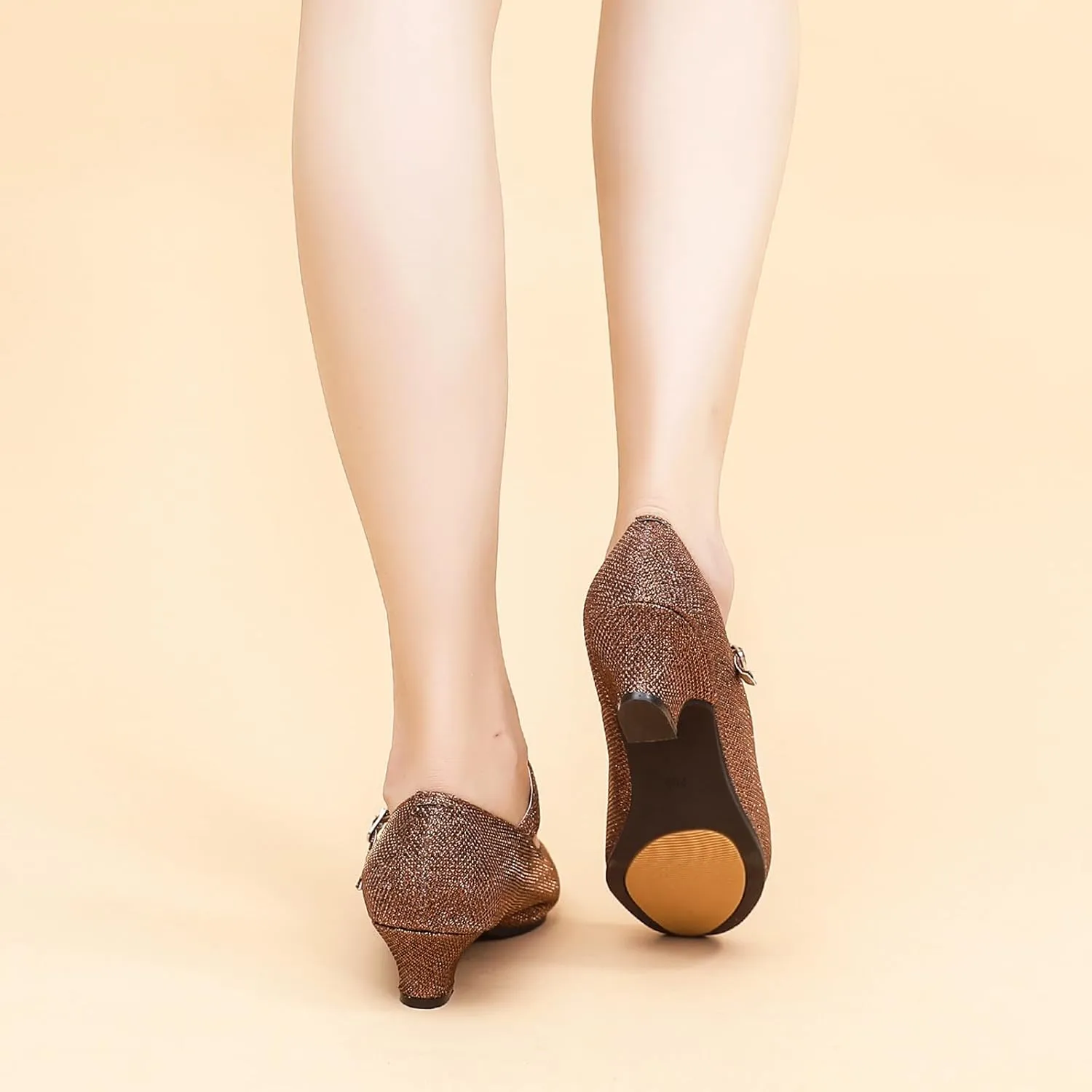 SWDZM Glitter Women Latin Dance Shoes Closed Toe Ballroom Salsa Tango Character Dancing Shoes