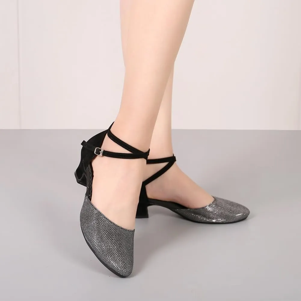 SWDZM Women Latin Dance Shoes Ballroom Salsa Low Heel Party Wedding Dance Shoes