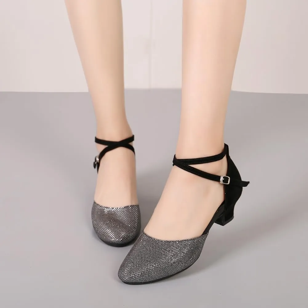SWDZM Women Latin Dance Shoes Ballroom Salsa Low Heel Party Wedding Dance Shoes