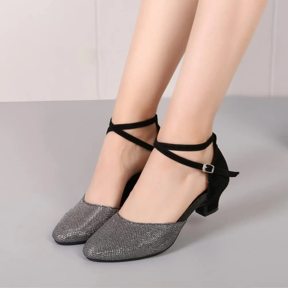 SWDZM Women Latin Dance Shoes Ballroom Salsa Low Heel Party Wedding Dance Shoes