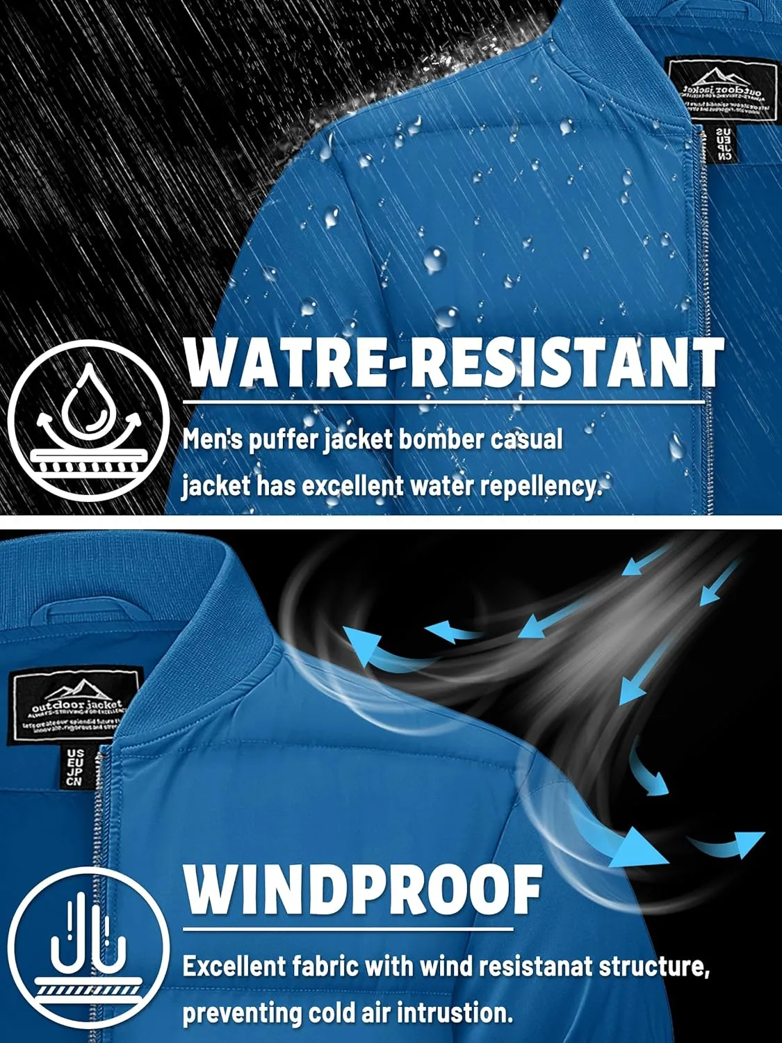 TACVASEN Puffer Jacket Men Quilted Mens Lightweight Jackets Water-Resistant Warm Padded Comfortable for Winter