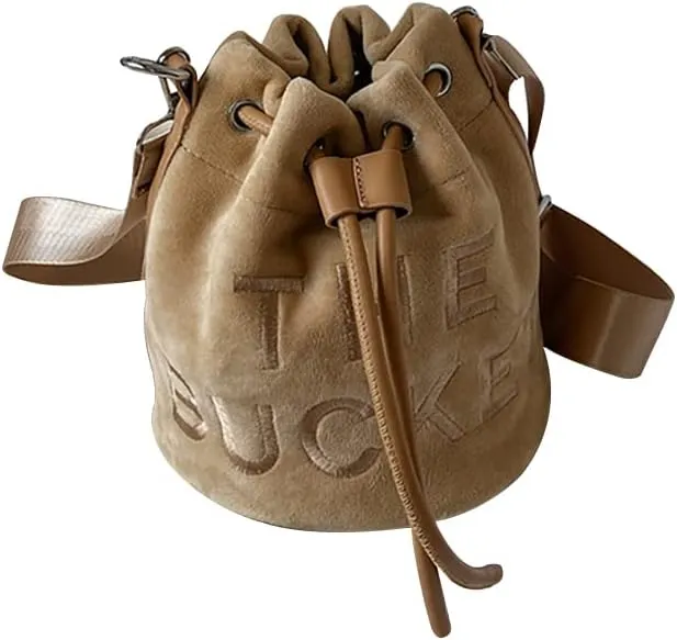 The Bucket Bag for Women, Embroidered Plush Crossbody Bag for GirlsBucket Bag PursesBlack Bucket Bag Drawstring Handbag
