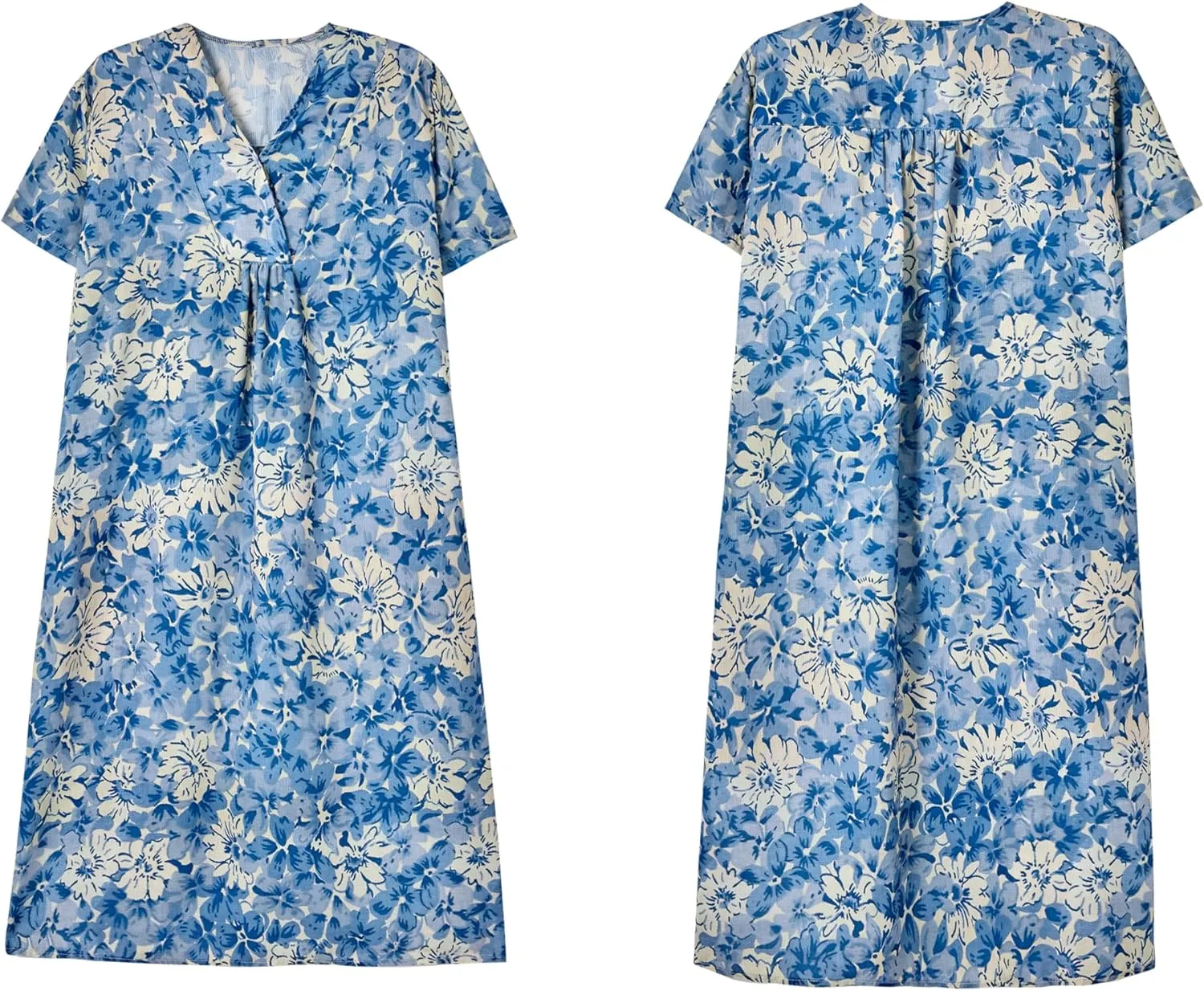 TIAFORD Womens Summer Boho Floral Retro V Neck Beach Sundress Casual Loose Short Sleeve Midi Flowy Dresses with Pockets
