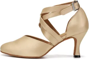 TINRYMX Women Ballroom Dance Shoes Closed Toe Character Modern Latin Salsa Tango Waltz Performance Dancing Shoes,Model-7161KD