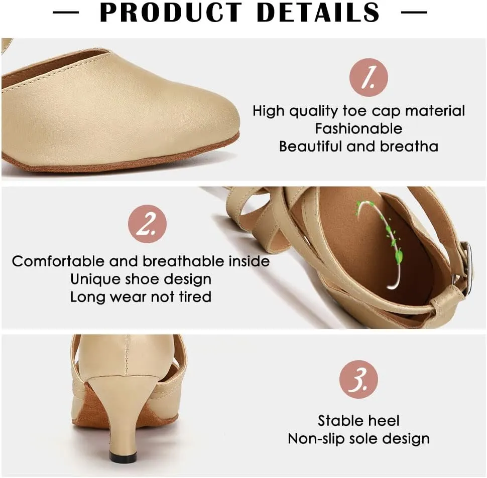 TINRYMX Women Ballroom Dance Shoes Closed Toe Character Modern Latin Salsa Tango Waltz Performance Dancing Shoes,Model-7161KD