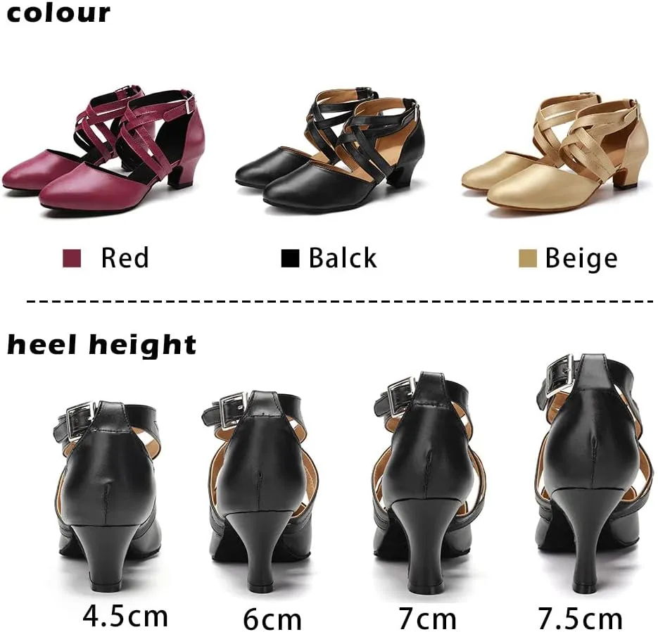 TINRYMX Women Ballroom Dance Shoes Closed Toe Character Modern Latin Salsa Tango Waltz Performance Dancing Shoes,Model-7161KD