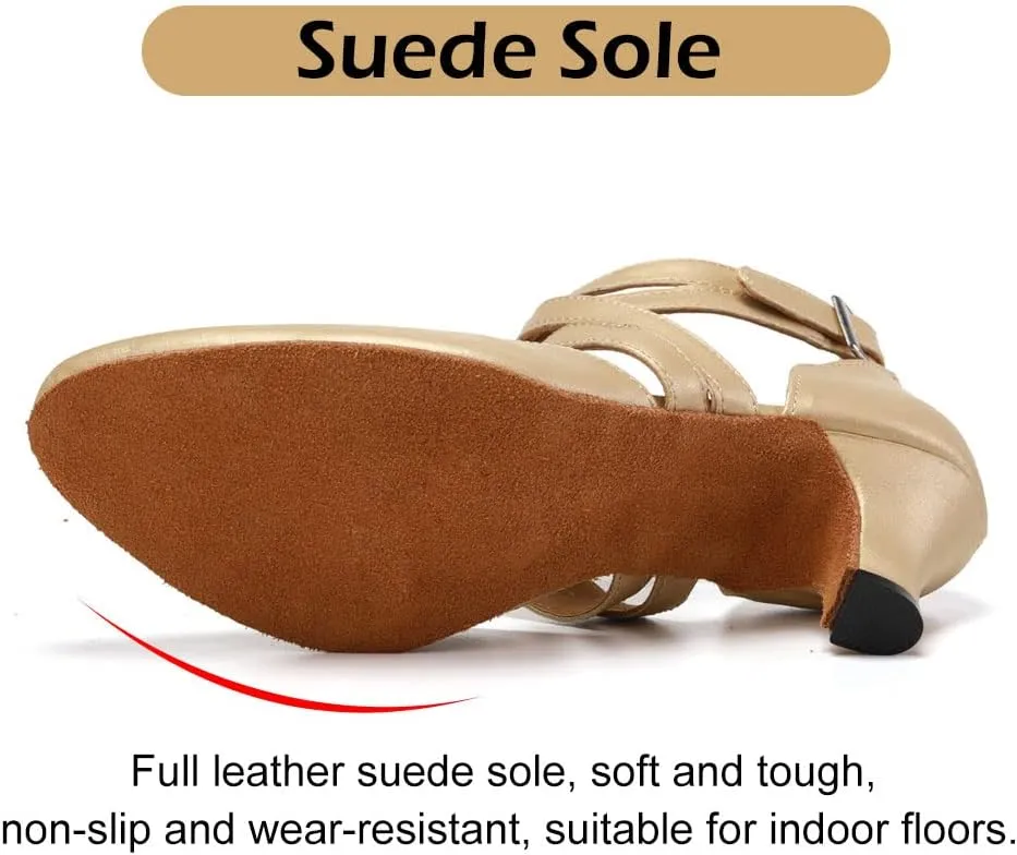 TINRYMX Women Ballroom Dance Shoes Closed Toe Character Modern Latin Salsa Tango Waltz Performance Dancing Shoes,Model-7161KD