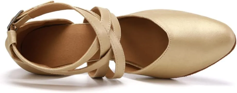 TINRYMX Women Ballroom Dance Shoes Closed Toe Character Modern Latin Salsa Tango Waltz Performance Dancing Shoes,Model-7161KD