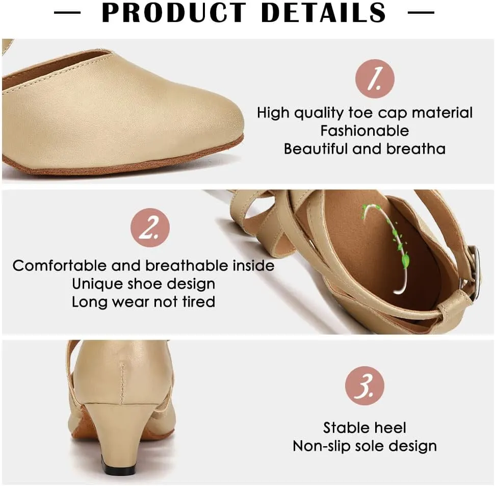TINRYMX Women Ballroom Dance Shoes Closed Toe Character Modern Latin Salsa Tango Waltz Performance Dancing Shoes,Model-7161KD
