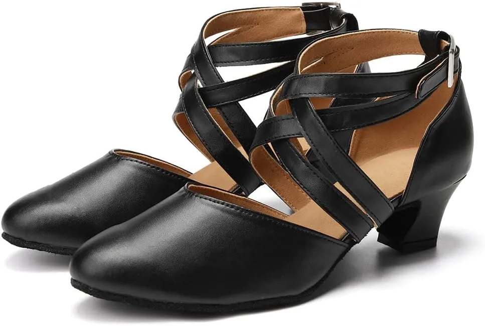 TINRYMX Women Ballroom Dance Shoes Closed Toe Character Modern Latin Salsa Tango Waltz Performance Dancing Shoes,Model-7161KD