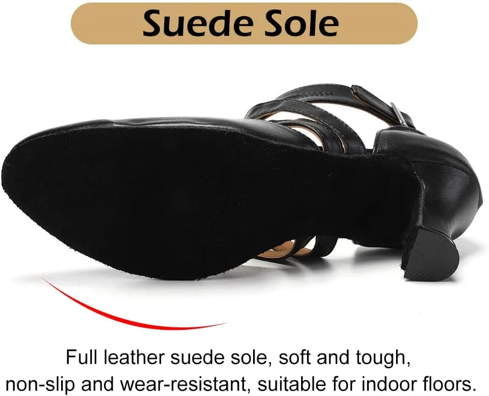 TINRYMX Women Ballroom Dance Shoes Closed Toe Character Modern Latin Salsa Tango Waltz Performance Dancing Shoes,Model-7161KD