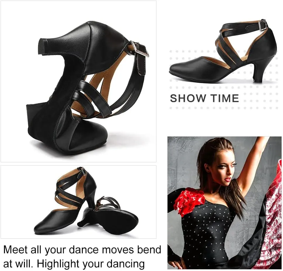 TINRYMX Women Ballroom Dance Shoes Closed Toe Character Modern Latin Salsa Tango Waltz Performance Dancing Shoes,Model-7161KD