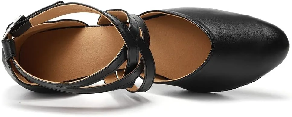 TINRYMX Women Ballroom Dance Shoes Closed Toe Character Modern Latin Salsa Tango Waltz Performance Dancing Shoes,Model-7161KD