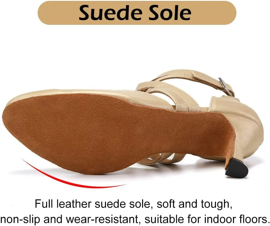 TINRYMX Women Ballroom Dance Shoes Closed Toe Character Modern Latin Salsa Tango Waltz Performance Dancing Shoes,Model-7161KD