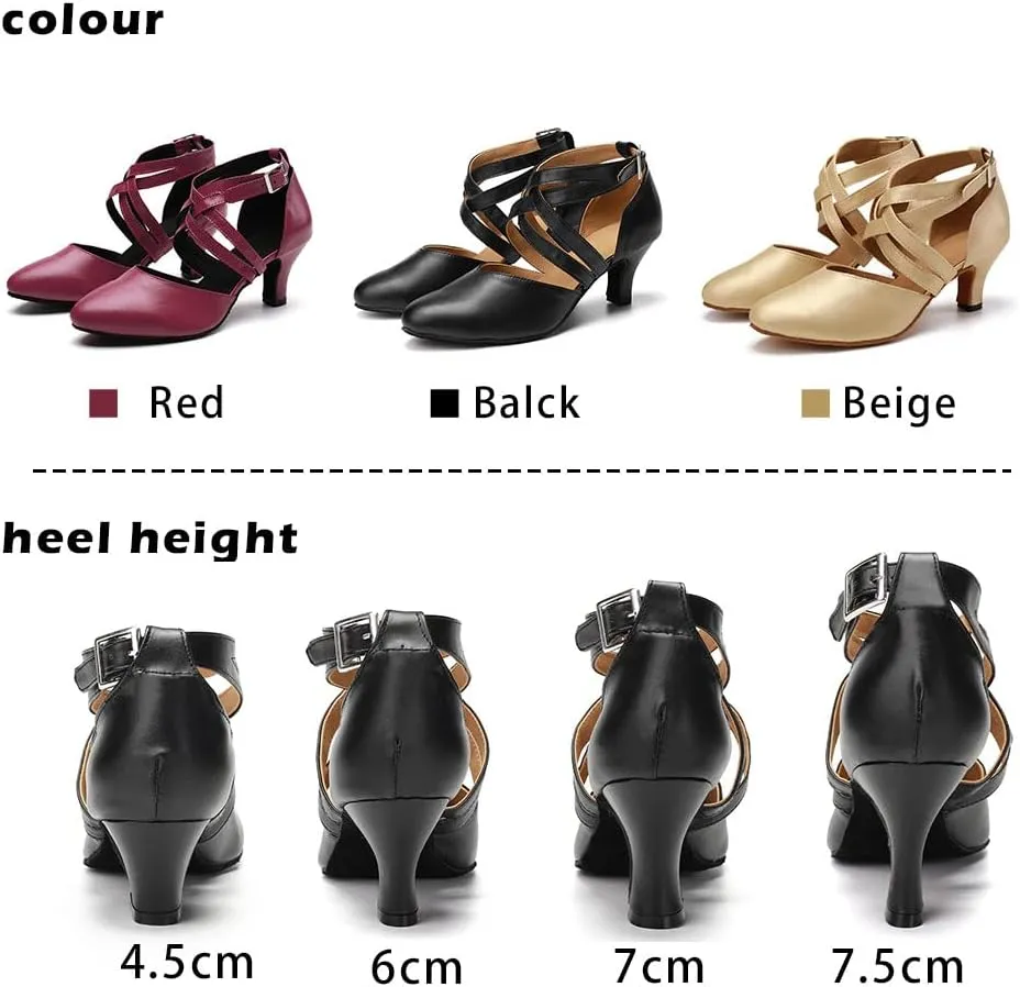 TINRYMX Women Ballroom Dance Shoes Closed Toe Character Modern Latin Salsa Tango Waltz Performance Dancing Shoes,Model-7161KD