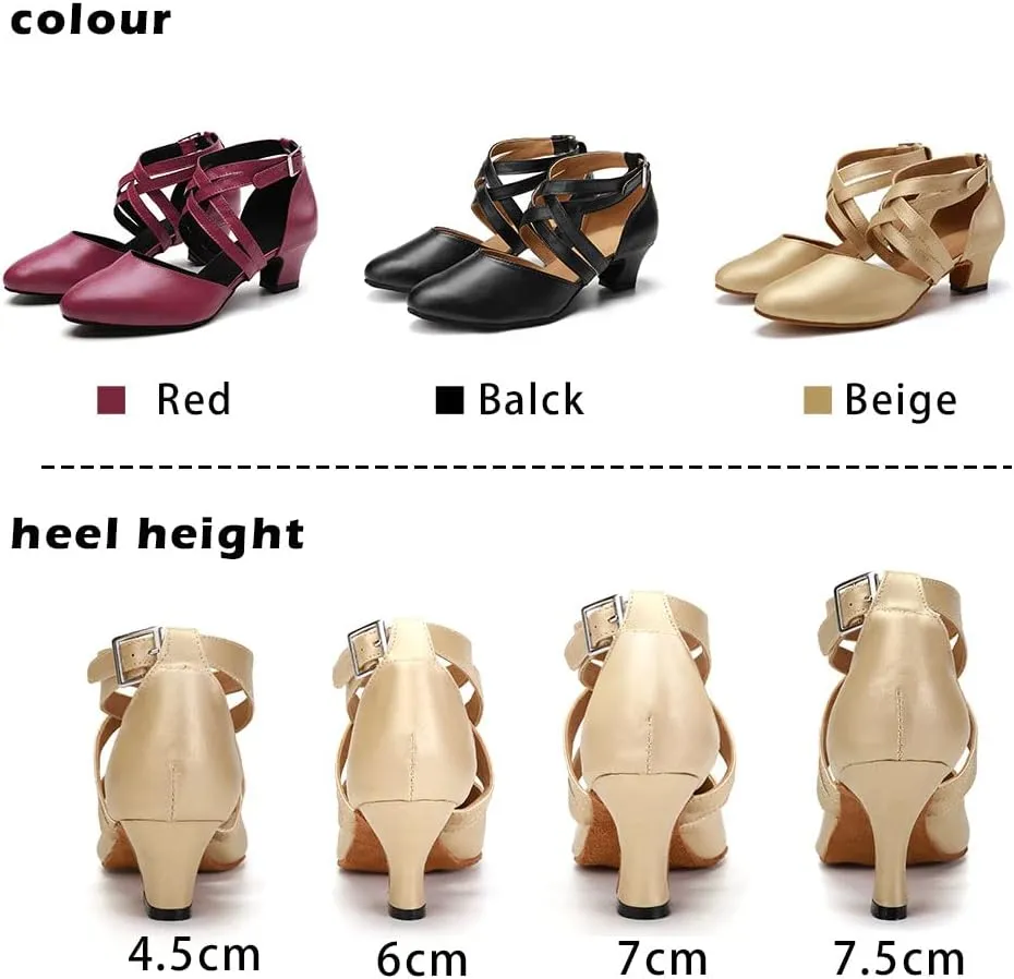 TINRYMX Women Ballroom Dance Shoes Closed Toe Character Modern Latin Salsa Tango Waltz Performance Dancing Shoes,Model-7161KD