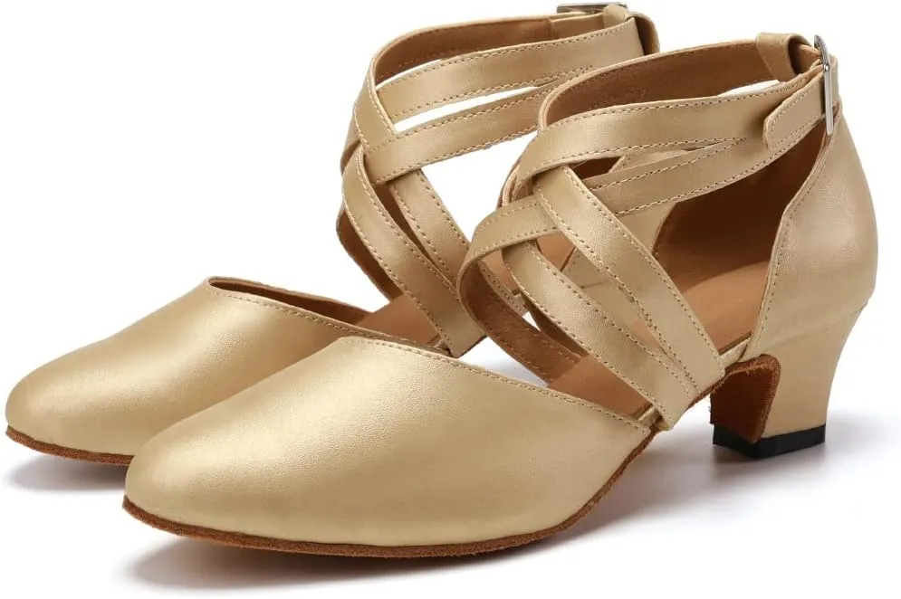 TINRYMX Women Ballroom Dance Shoes Closed Toe Character Modern Latin Salsa Tango Waltz Performance Dancing Shoes,Model-7161KD