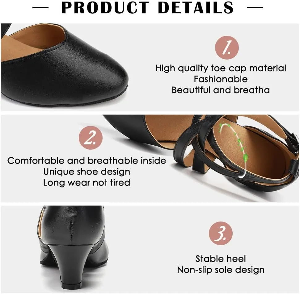 TINRYMX Women Ballroom Dance Shoes Closed Toe Character Modern Latin Salsa Tango Waltz Performance Dancing Shoes,Model-7161KD