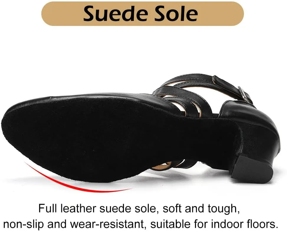 TINRYMX Women Ballroom Dance Shoes Closed Toe Character Modern Latin Salsa Tango Waltz Performance Dancing Shoes,Model-7161KD
