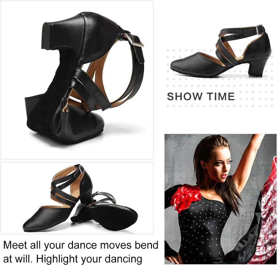 TINRYMX Women Ballroom Dance Shoes Closed Toe Character Modern Latin Salsa Tango Waltz Performance Dancing Shoes,Model-7161KD