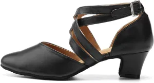 TINRYMX Women Ballroom Dance Shoes Closed Toe Character Modern Latin Salsa Tango Waltz Performance Dancing Shoes,Model-7161KD