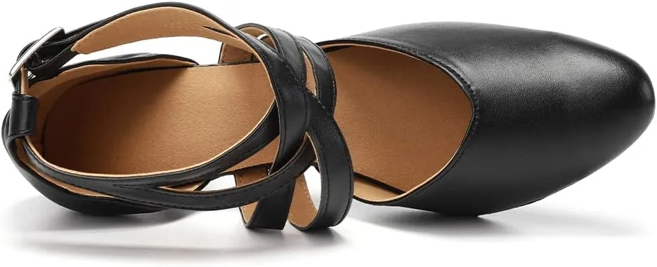 TINRYMX Women Ballroom Dance Shoes Closed Toe Character Modern Latin Salsa Tango Waltz Performance Dancing Shoes,Model-7161KD