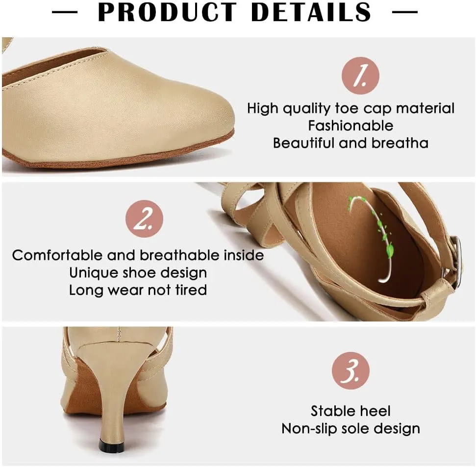 TINRYMX Women Ballroom Dance Shoes Closed Toe Character Modern Latin Salsa Tango Waltz Performance Dancing Shoes,Model-7161KD