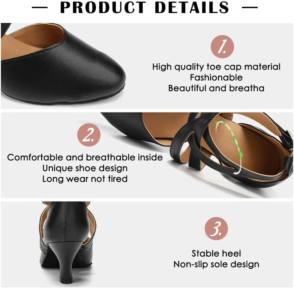TINRYMX Women Ballroom Dance Shoes Closed Toe Character Modern Latin Salsa Tango Waltz Performance Dancing Shoes,Model-7161KD