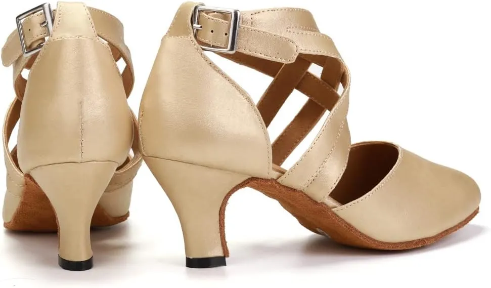 TINRYMX Women Ballroom Dance Shoes Closed Toe Character Modern Latin Salsa Tango Waltz Performance Dancing Shoes,Model-7161KD