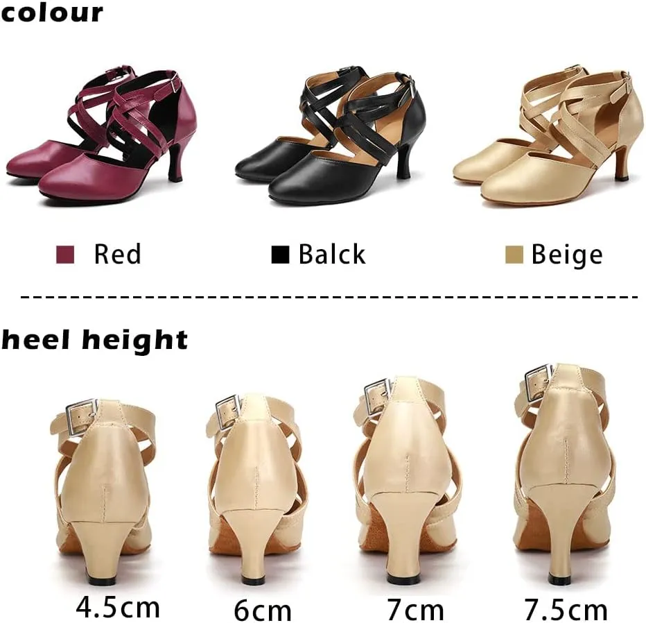 TINRYMX Women Ballroom Dance Shoes Closed Toe Character Modern Latin Salsa Tango Waltz Performance Dancing Shoes,Model-7161KD