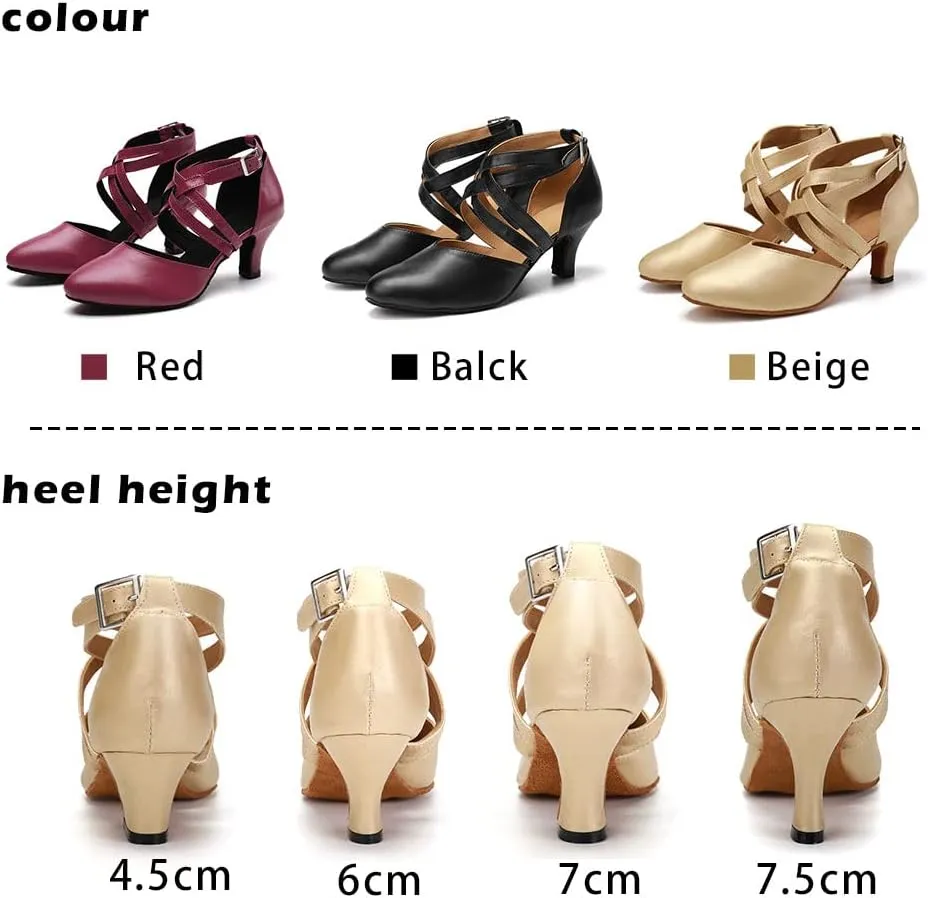 TINRYMX Women Ballroom Dance Shoes Closed Toe Character Modern Latin Salsa Tango Waltz Performance Dancing Shoes,Model-7161KD