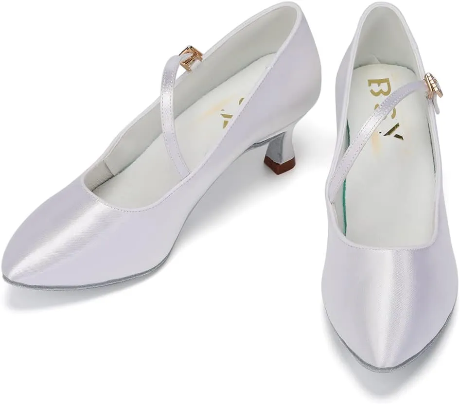 TINRYMX Women Ballroom Dance Shoes Closed Toe Modern Latin Salsa Tango Waltz Performance Dancing Shoes,Model-KC-BSY168