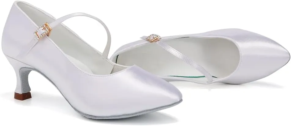 TINRYMX Women Ballroom Dance Shoes Closed Toe Modern Latin Salsa Tango Waltz Performance Dancing Shoes,Model-KC-BSY168