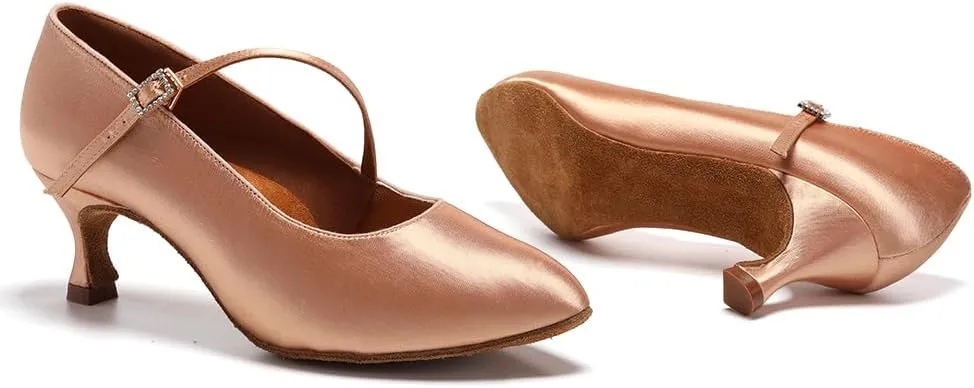 TINRYMX Women Ballroom Dance Shoes Closed Toe Modern Latin Salsa Tango Waltz Performance Dancing Shoes,Model-KC-BSY168