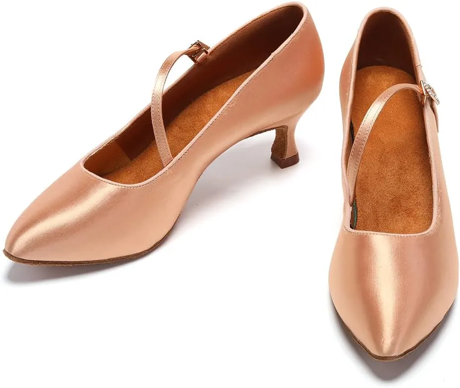 TINRYMX Women Ballroom Dance Shoes Closed Toe Modern Latin Salsa Tango Waltz Performance Dancing Shoes,Model-KC-BSY168