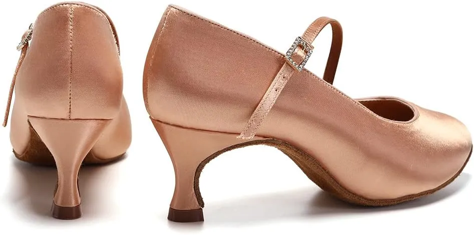 TINRYMX Women Ballroom Dance Shoes Closed Toe Modern Latin Salsa Tango Waltz Performance Dancing Shoes,Model-KC-BSY168