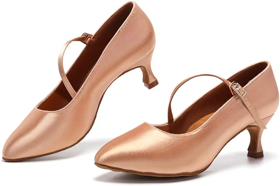 TINRYMX Women Ballroom Dance Shoes Closed Toe Modern Latin Salsa Tango Waltz Performance Dancing Shoes,Model-KC-BSY168